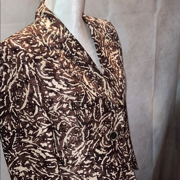 Silky Classy Kasper One Button Blazer Brown &White - Picture 6 of 9